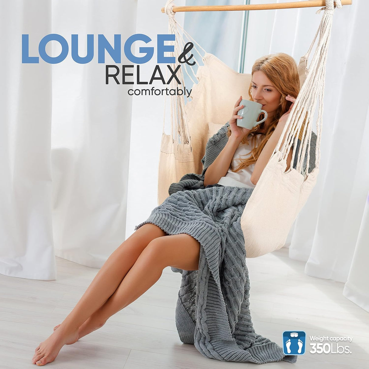 Hamaca colgante con cuerda de columpio SereneLife SLHMW33