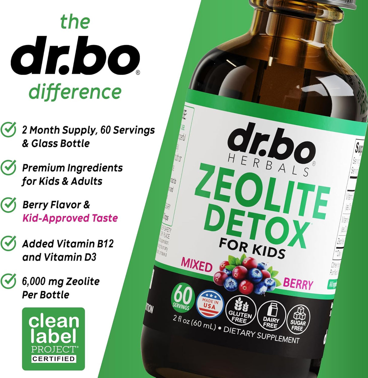 Zeolite Detox Líquido para Niños - Clinoptilolita y Vitaminas, 2oz