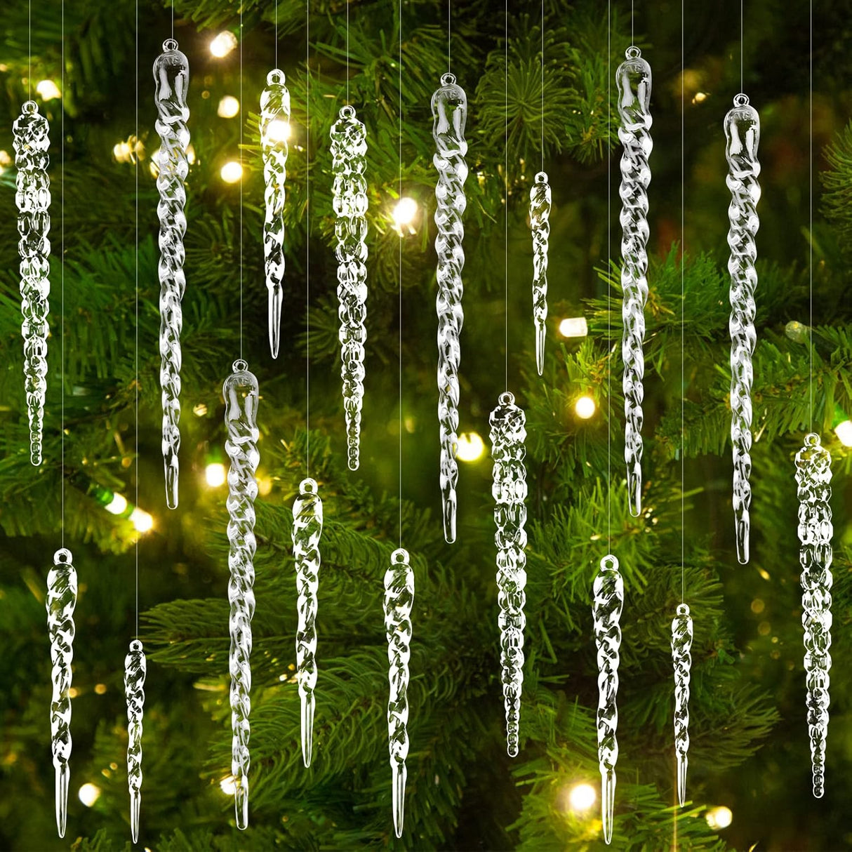 24 Pzs Adornos Cristales Árbol Navidad - Decoración Colgante