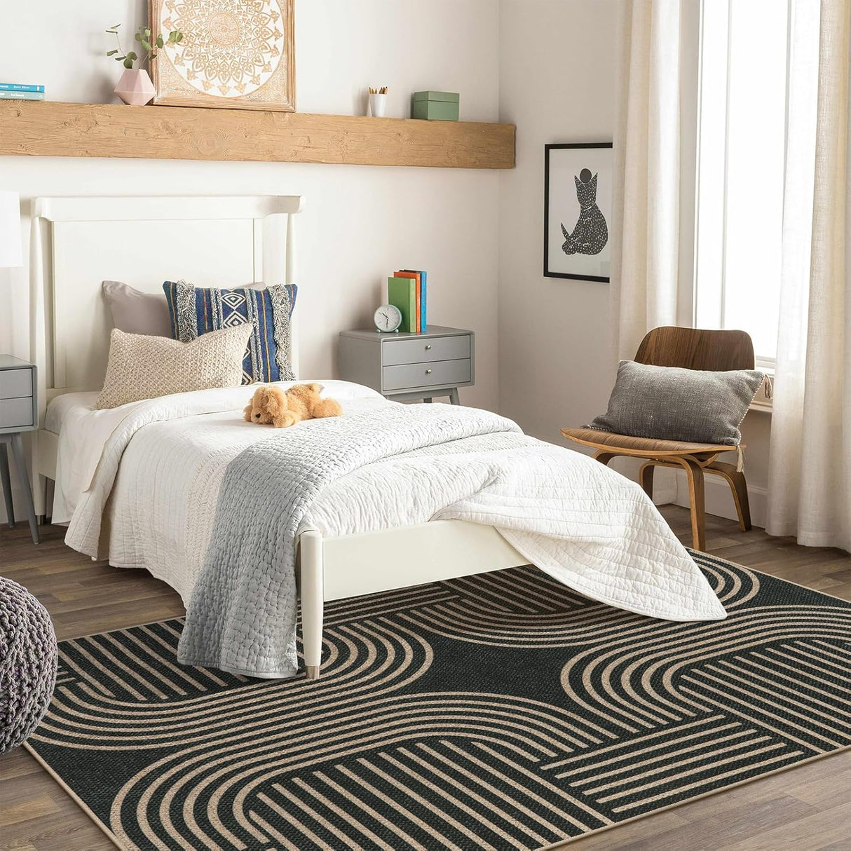 Tapete moderno geométrico de yute para exteriores Lahome