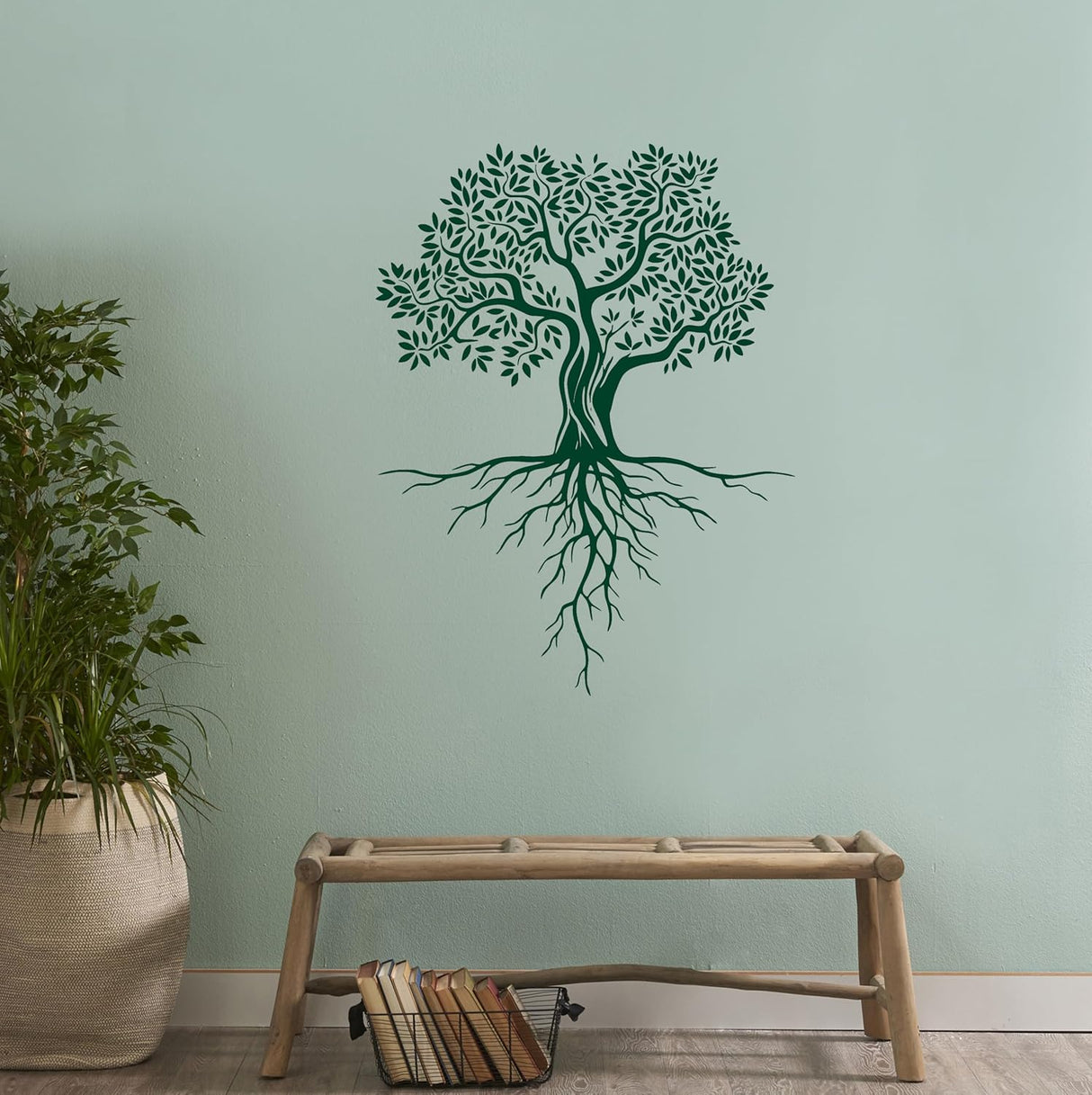 Vinilo Decorativo Árbol Abstracto Raíces y Hojas g7116