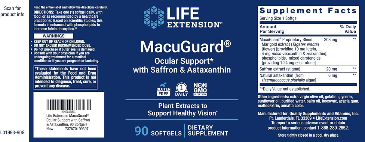 Life Extension MacuGuard Ocular Support 90 cápsulas blandas
