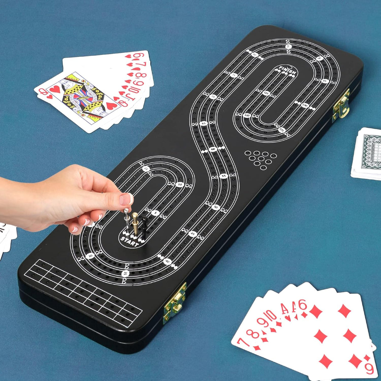 Juego de Cribbage Portátil con 3 Rutas y 9 Pegs, Juego de Mesa