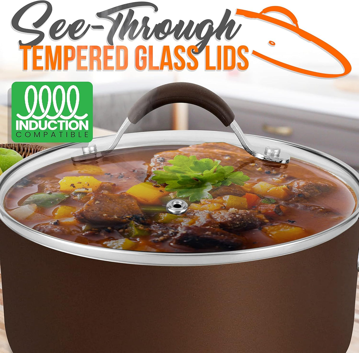 Olla de salsa con tapa de vidrio NUTRICHEF NCCW14SBR2SP