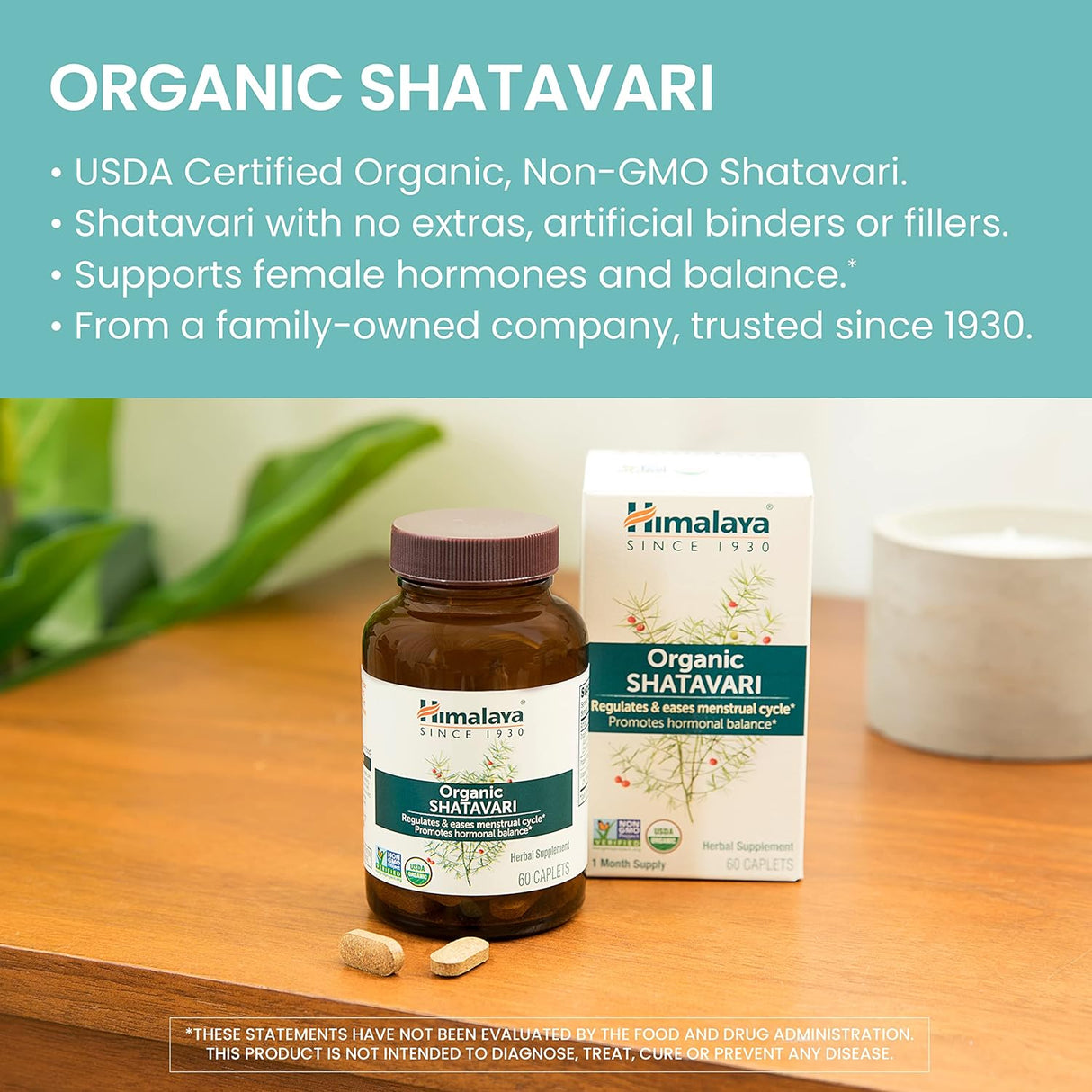 Himalaya Organic Shatavari para PMS alivio de calambres 60 u