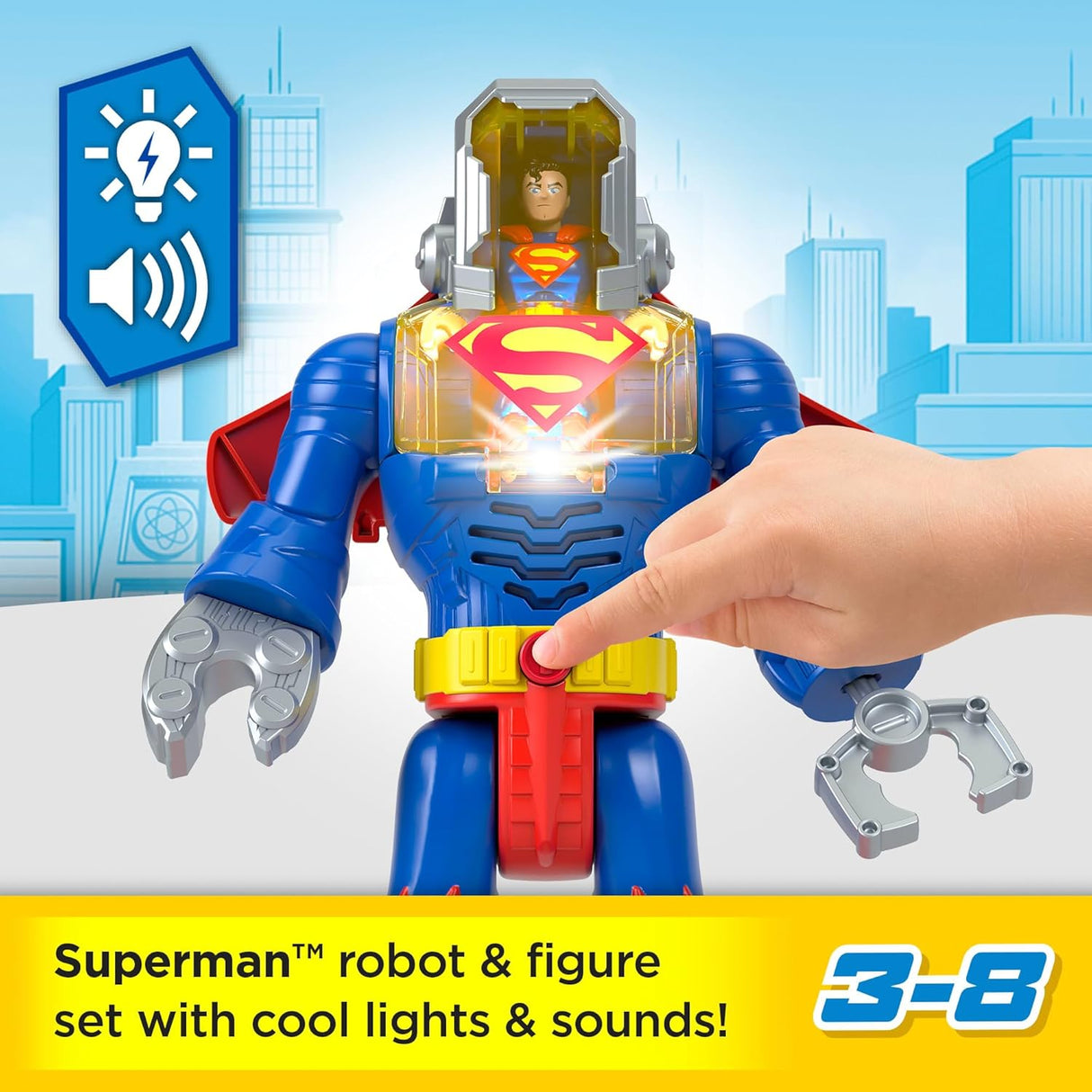 Superman Imaginext DC Robots con Luces y Sonidos 12 Pulgadas