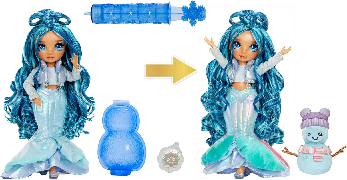 Muñeca de moda Rainbow High, nieve mágica y kit de muñeco