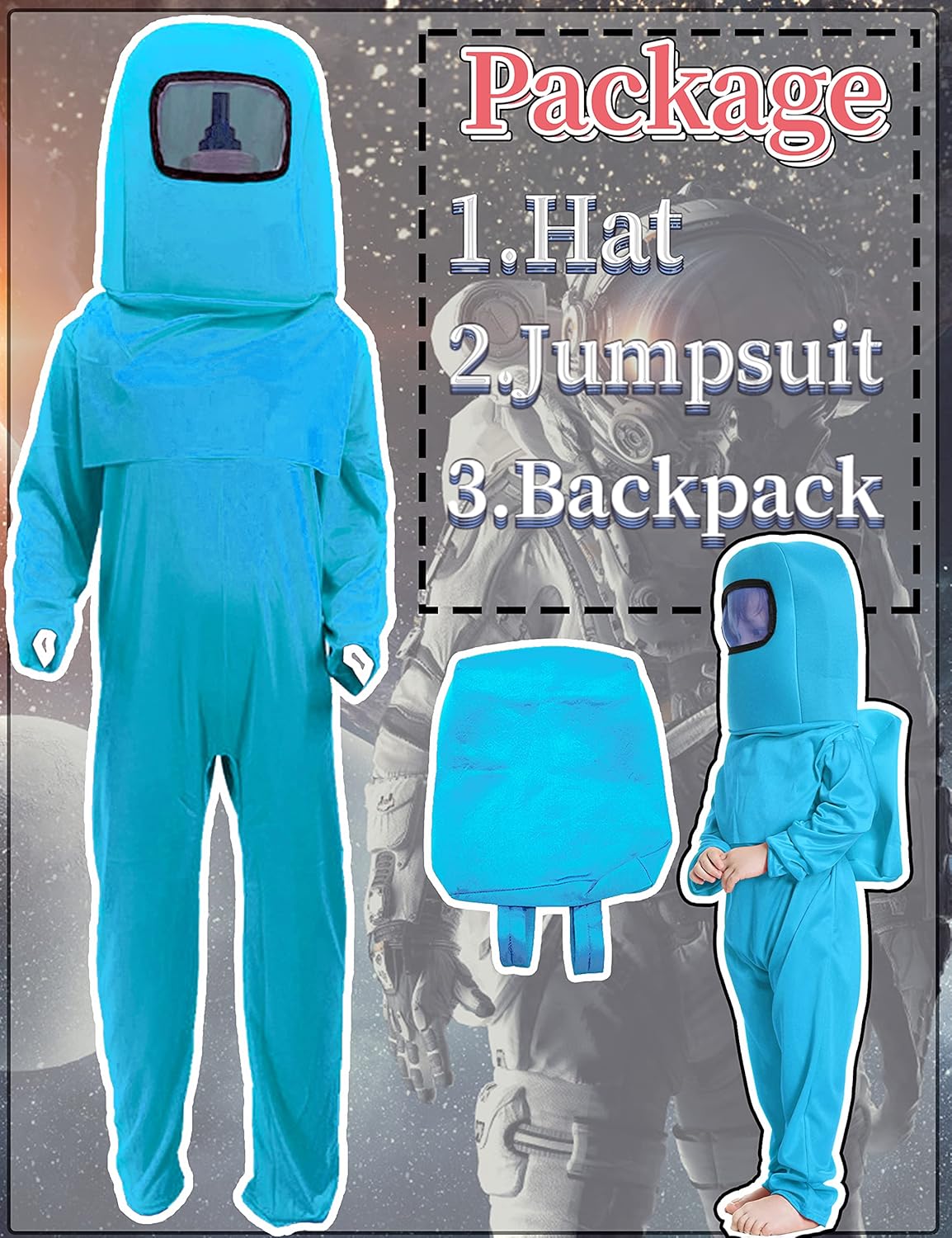 Disfraces de astronauta para niños talla S azul