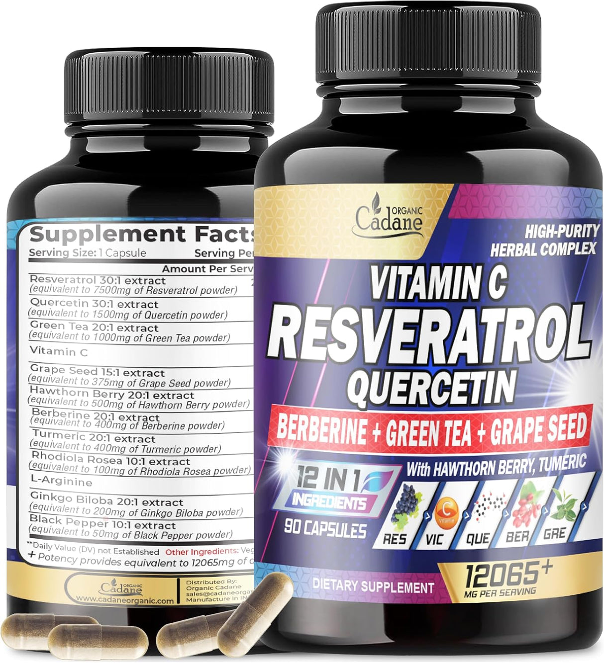 Suplemento de resveratrol de 12065 mg 90 cápsulas de 3 meses