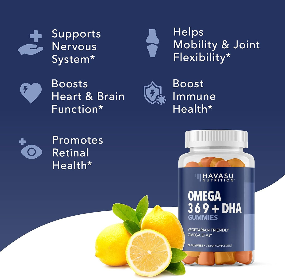 Gomitas Omega 3-6-9 + DHA Vegetarianas Apoyo Integral Adultos