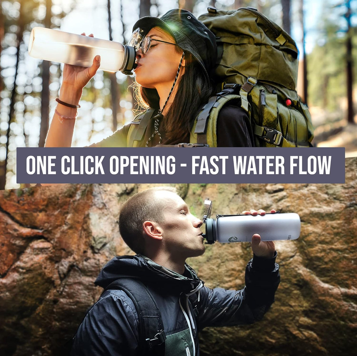 Embrava Best Sports Water Bottle - Botella de agua grande de 32 onzas, flujo rápido, tapa abatible a prueba de fugas con apertura de un clic, plástico no tóxico, sin BPA y ecológico, para hombres y mujeres