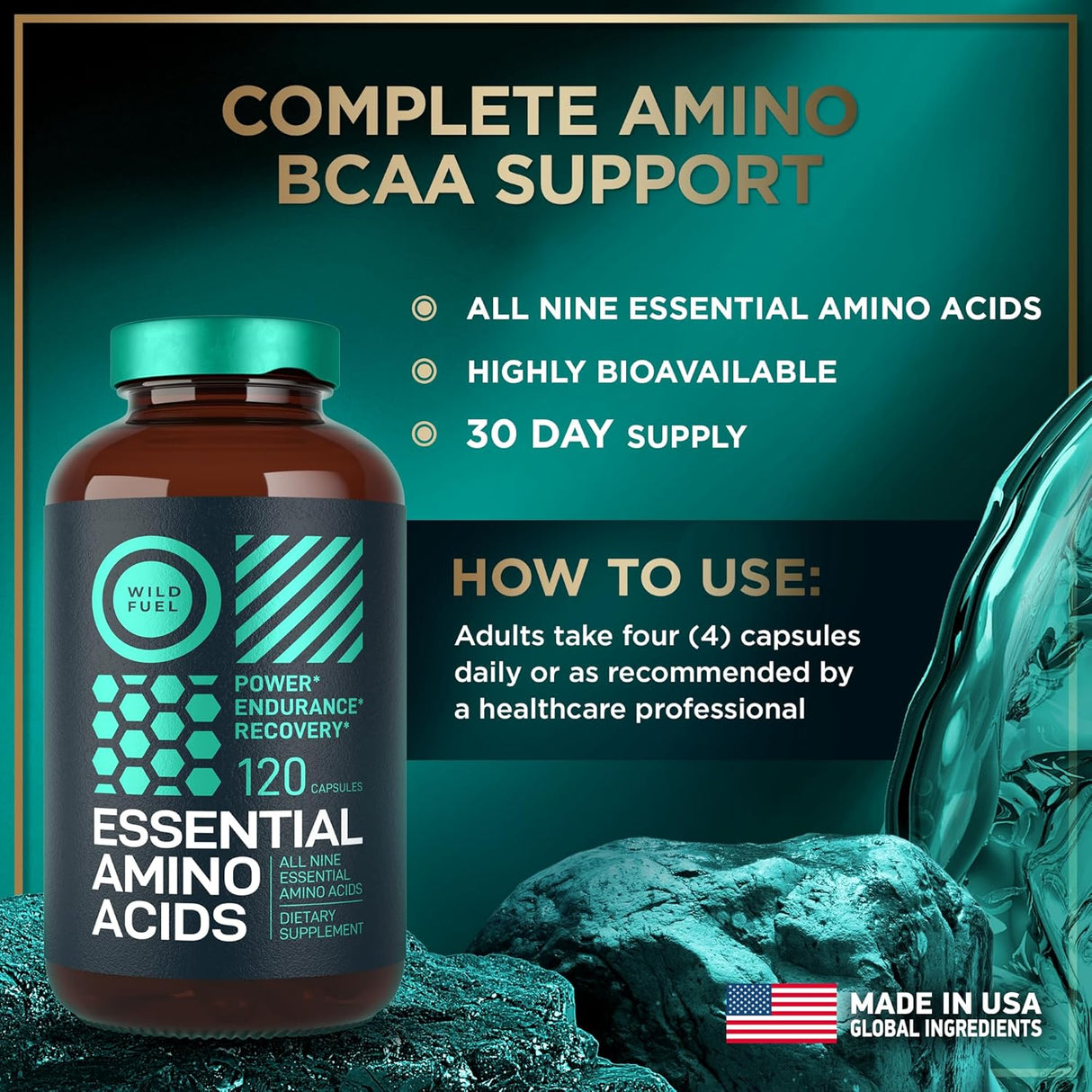 Suplemento de Aminoácidos Esenciales - 3000mg - 120 Cápsulas