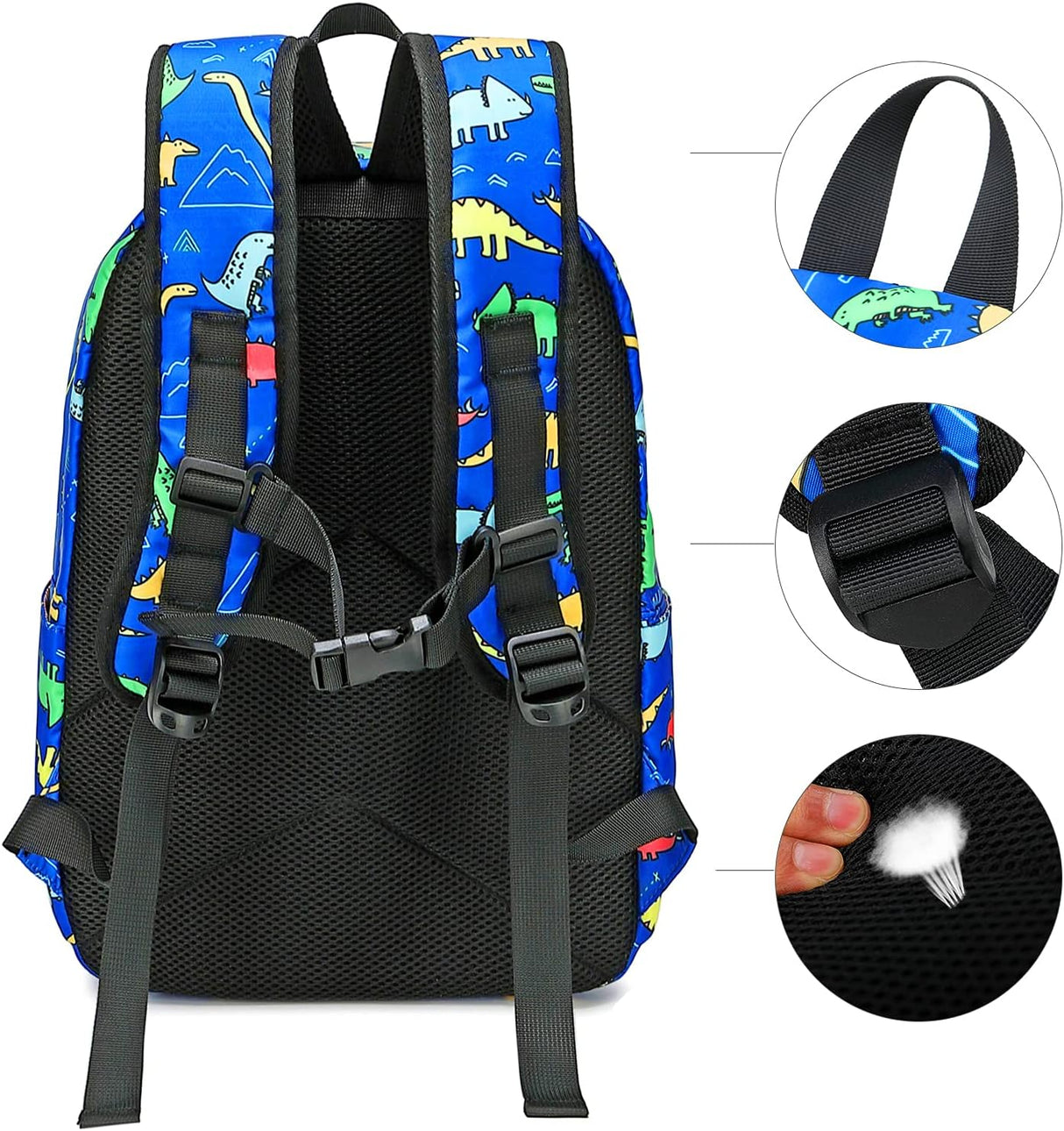 Morral y lonchera escolar con estampados para niños azul