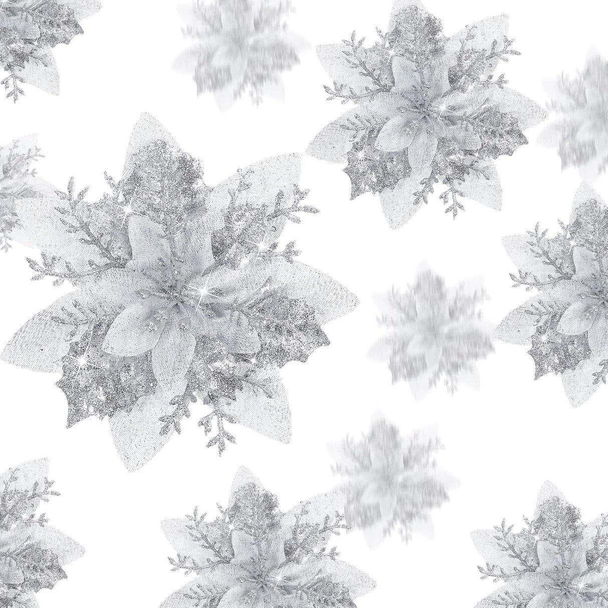 Flores Poinsettia Artificiales, 36 Pcs, 3-6 Pulgadas, Clips