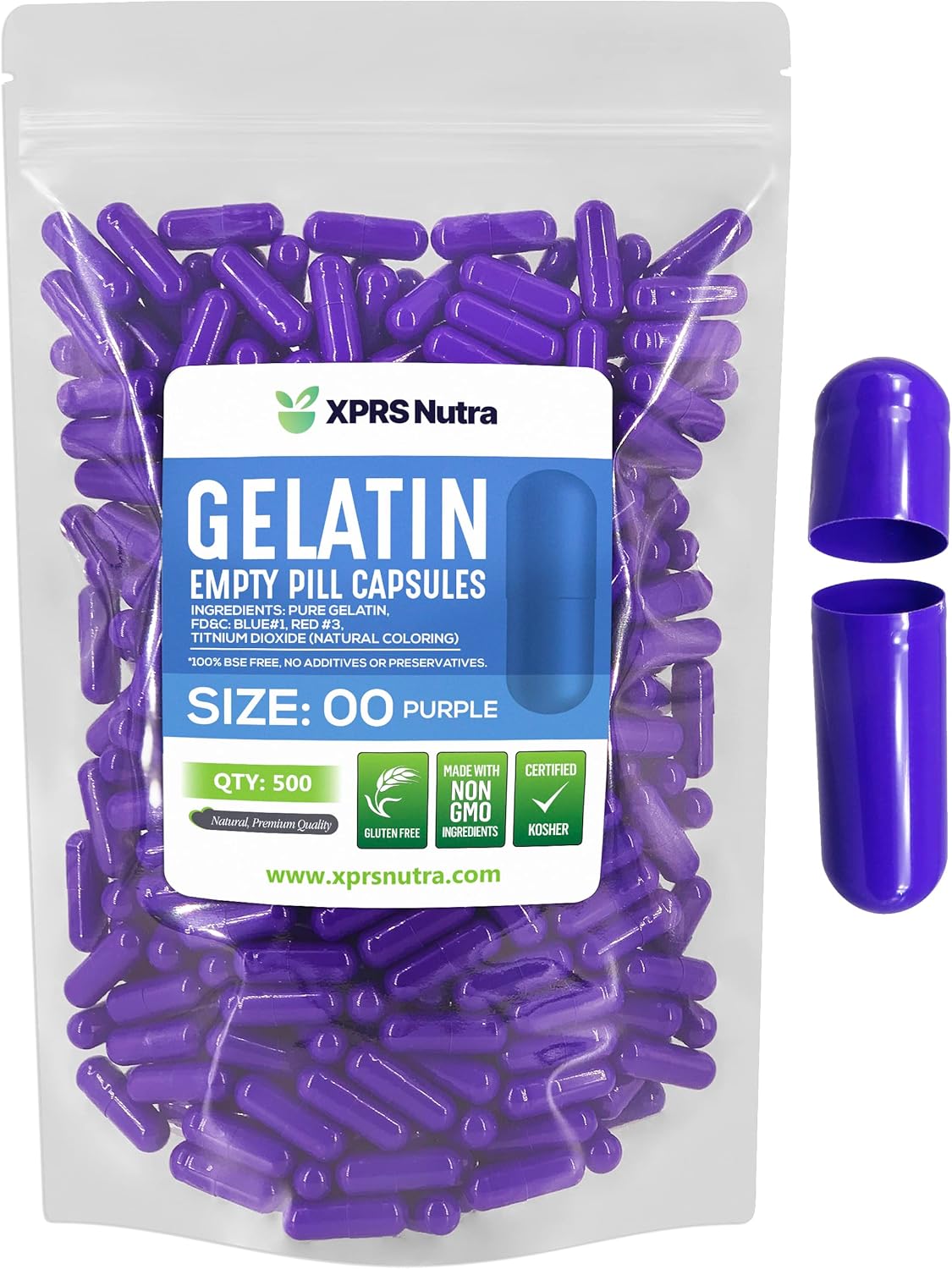 Cápsulas Vacías Gelatinosas XPRS Nutra Tamaño 00 - 500 Piezas