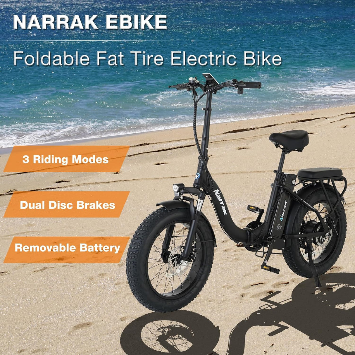 Bicicleta Eléctrica Plegable Fat Tire, 48V, Motor 1100W, M5