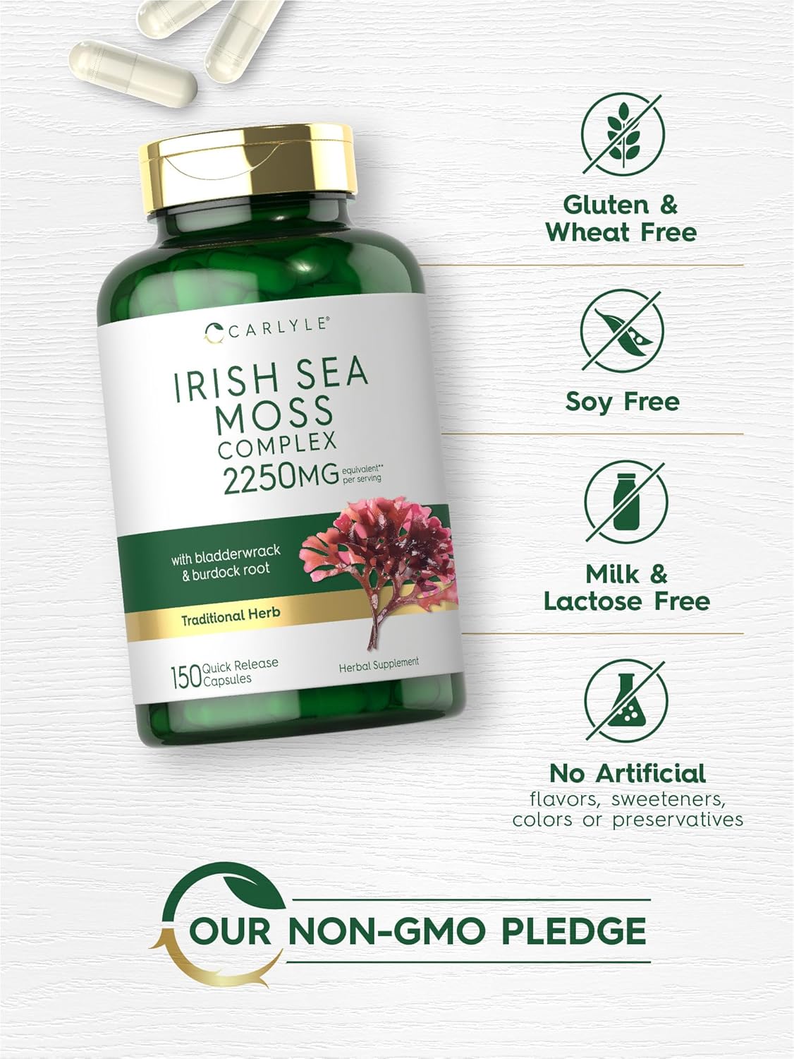 Carlyle Cápsulas Irish Sea Moss 2250mg 150u Non-GMO