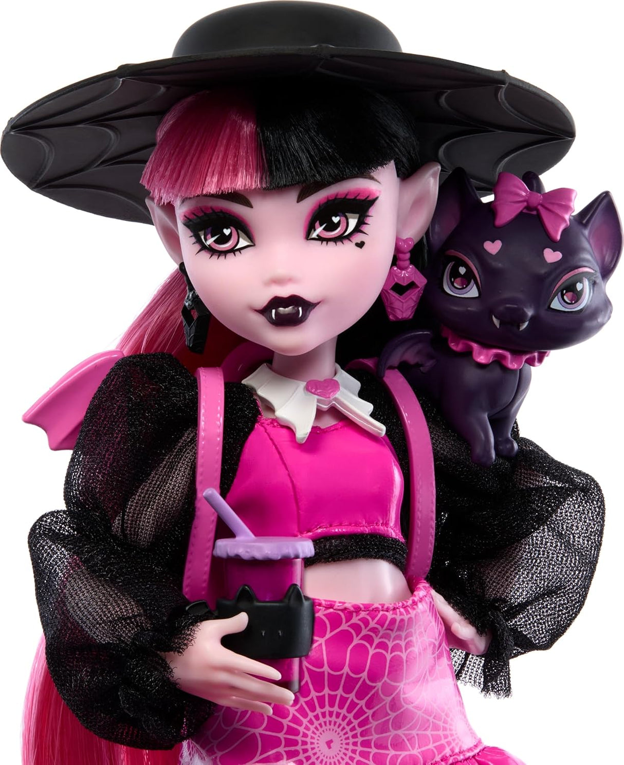 Muñeca Draculaura con cuenta de murciélagos y gatos