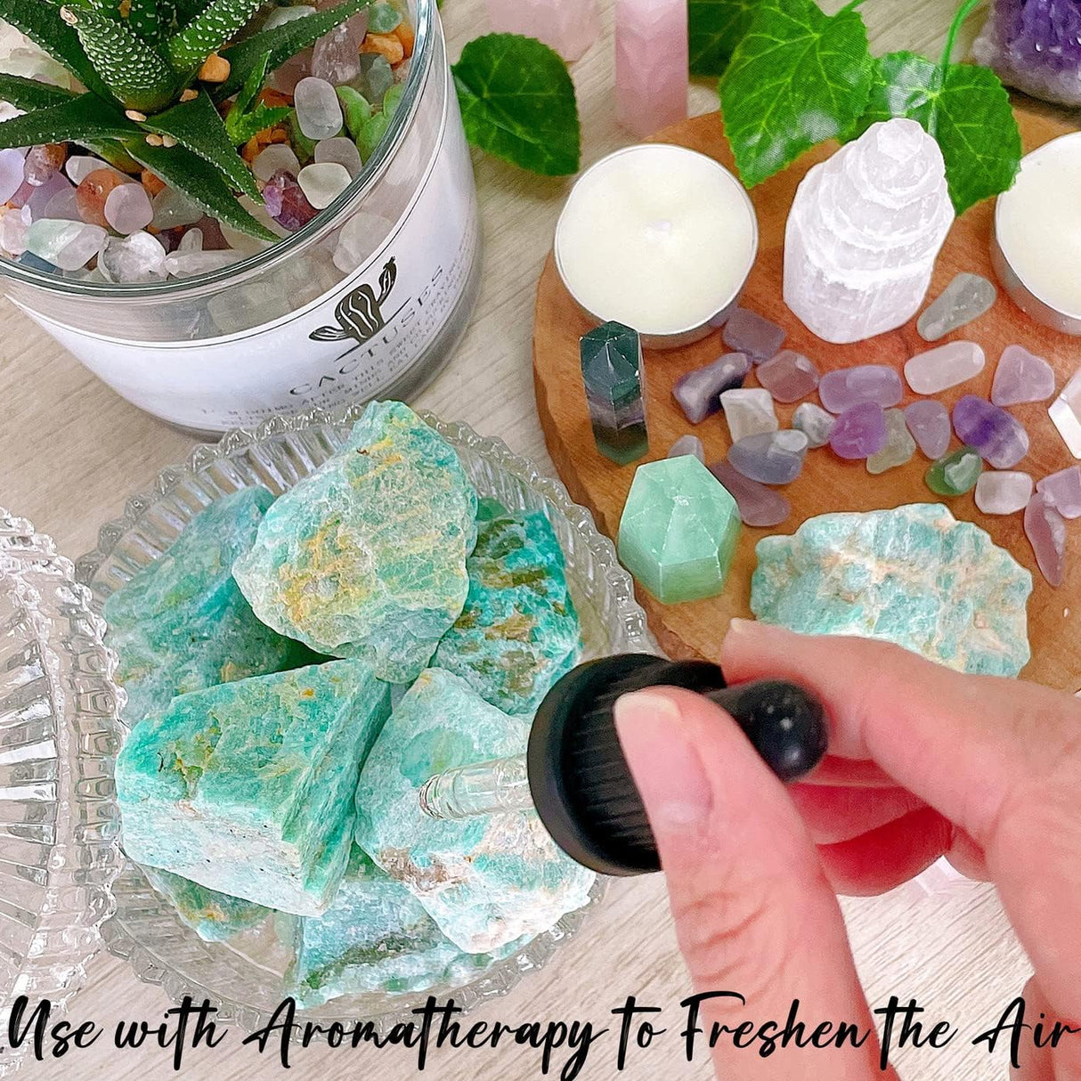 ZHIYUXI Cristales crudos de amazonita de 2 pulgadas, cristales