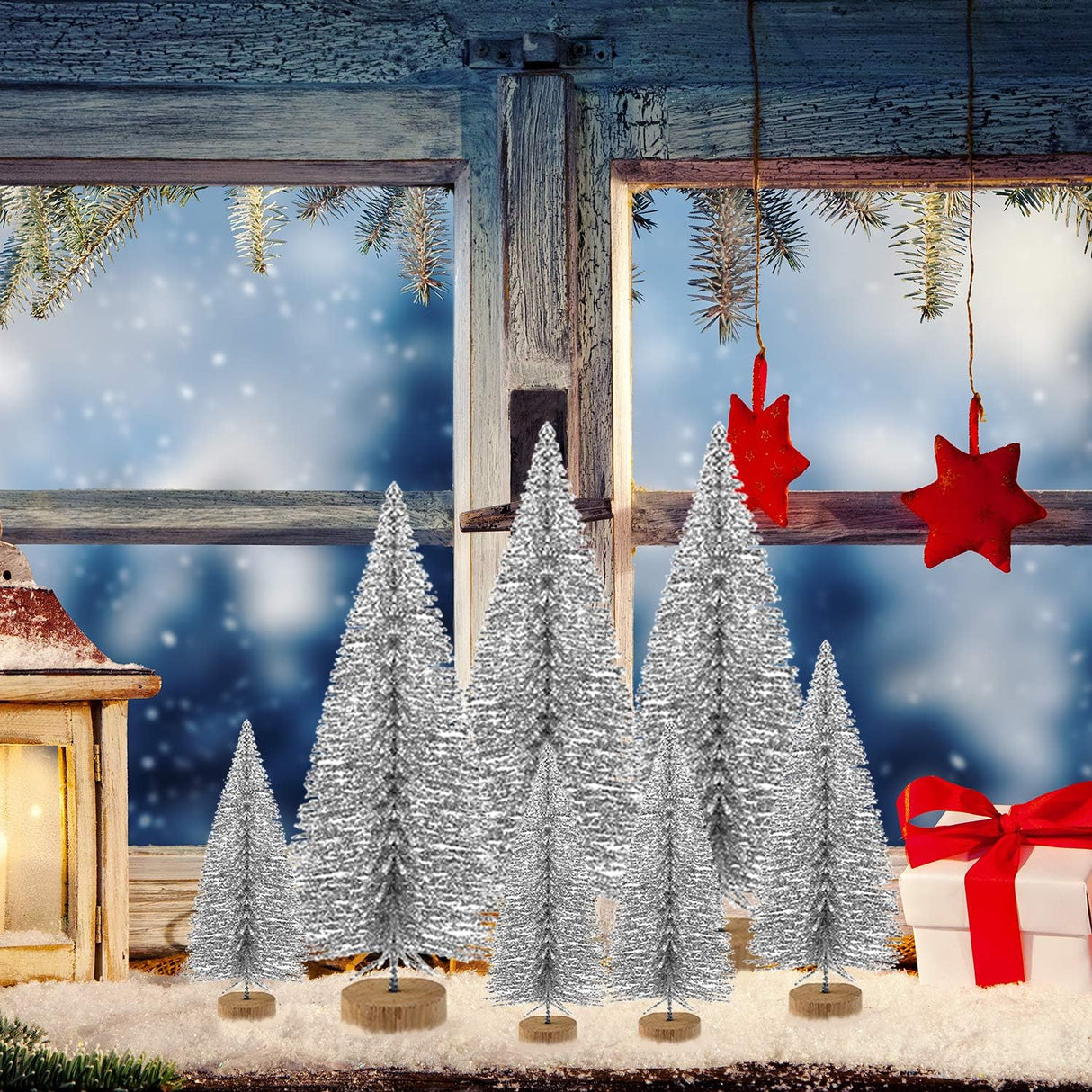 Mini Árboles de Navidad KUUQA 48 Pcs Botella para Decoración