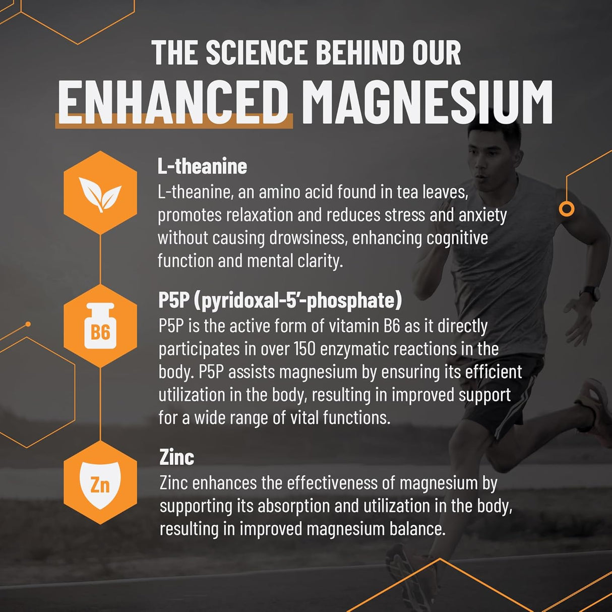 Suplemento de magnesio calmante natural con L teanina P5P