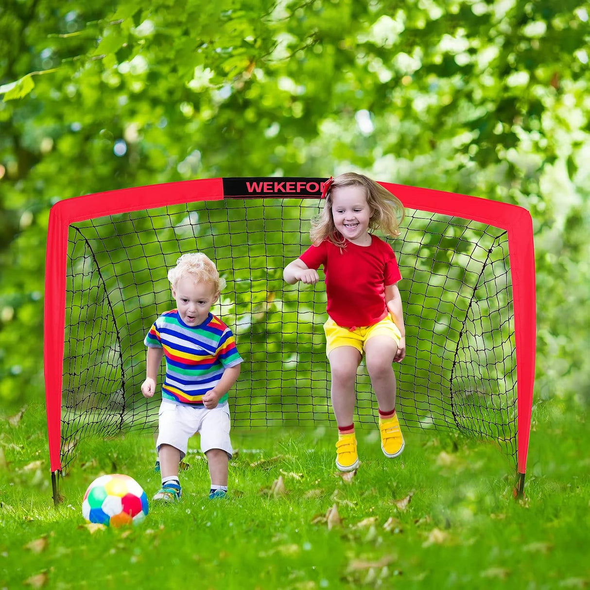 Juego de 2 redes de fútbol portátiles plegables, con bolso