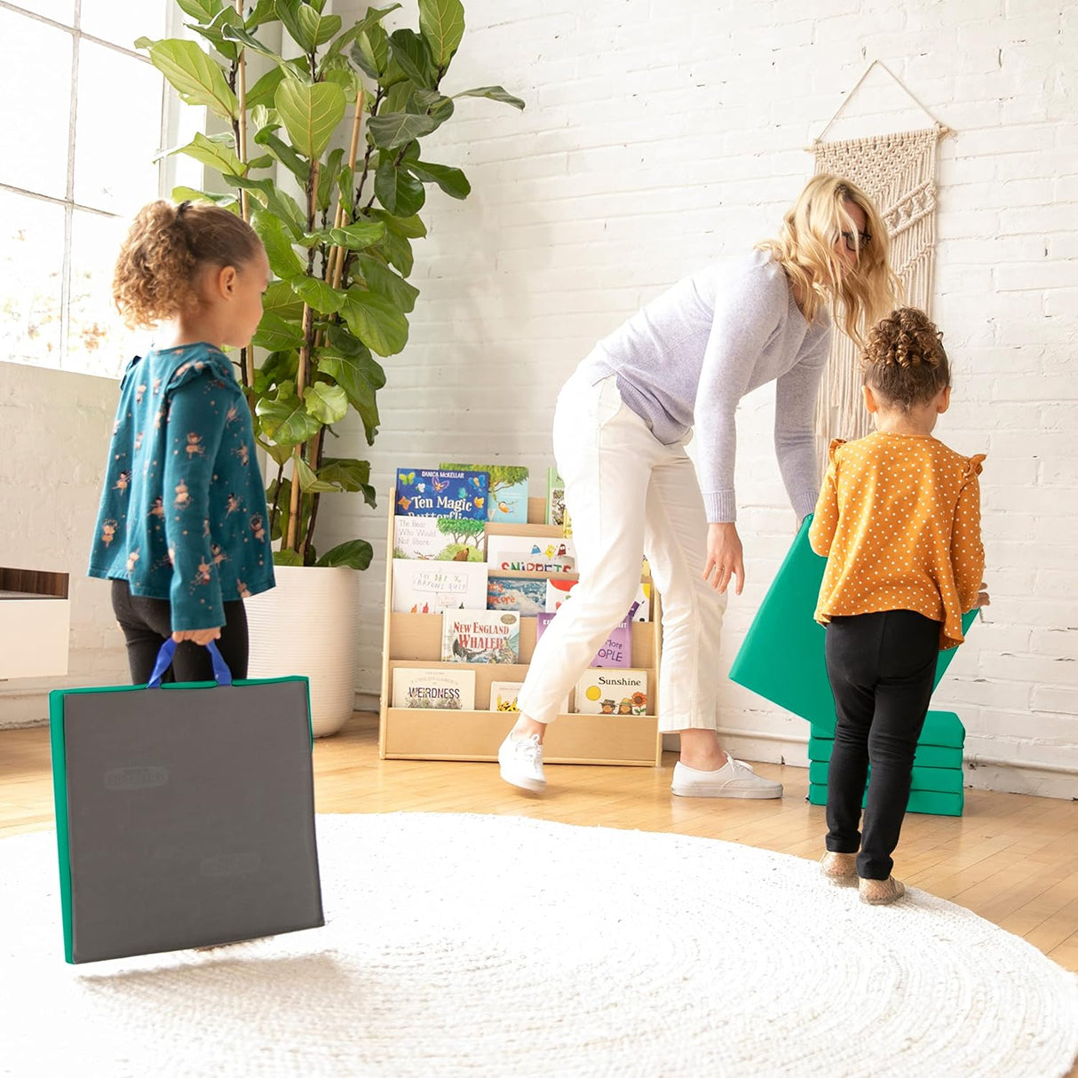 ECR4Kids SoftZone - Cojines de suelo, cuadrados, asientos flexibles, esmeralda, 6 piezas