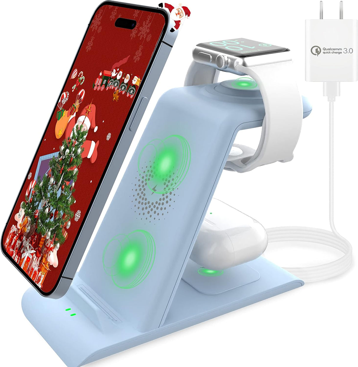 Cargador inalámbrico para celulares 3 en 1 carga rápido