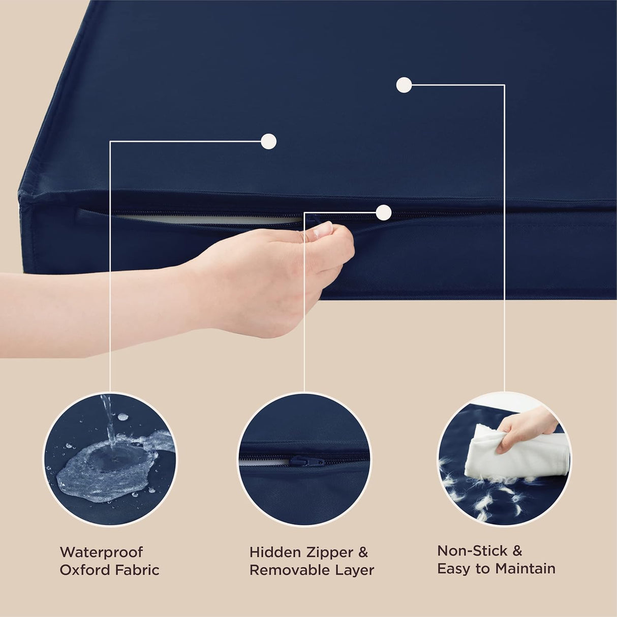 Cama impermeable para perros grandes de tela Oxford