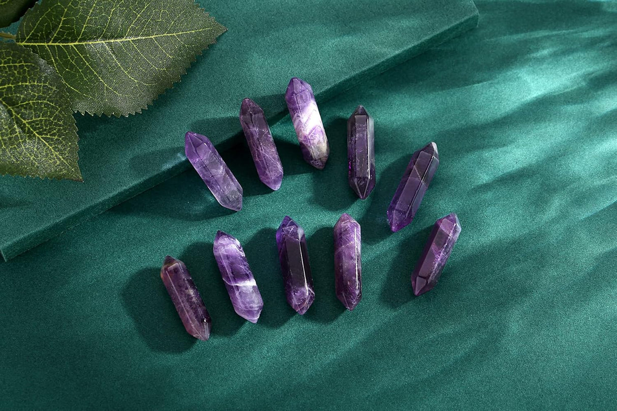 Juego de 10 varitas de cristal de amatista, piedras curativas
