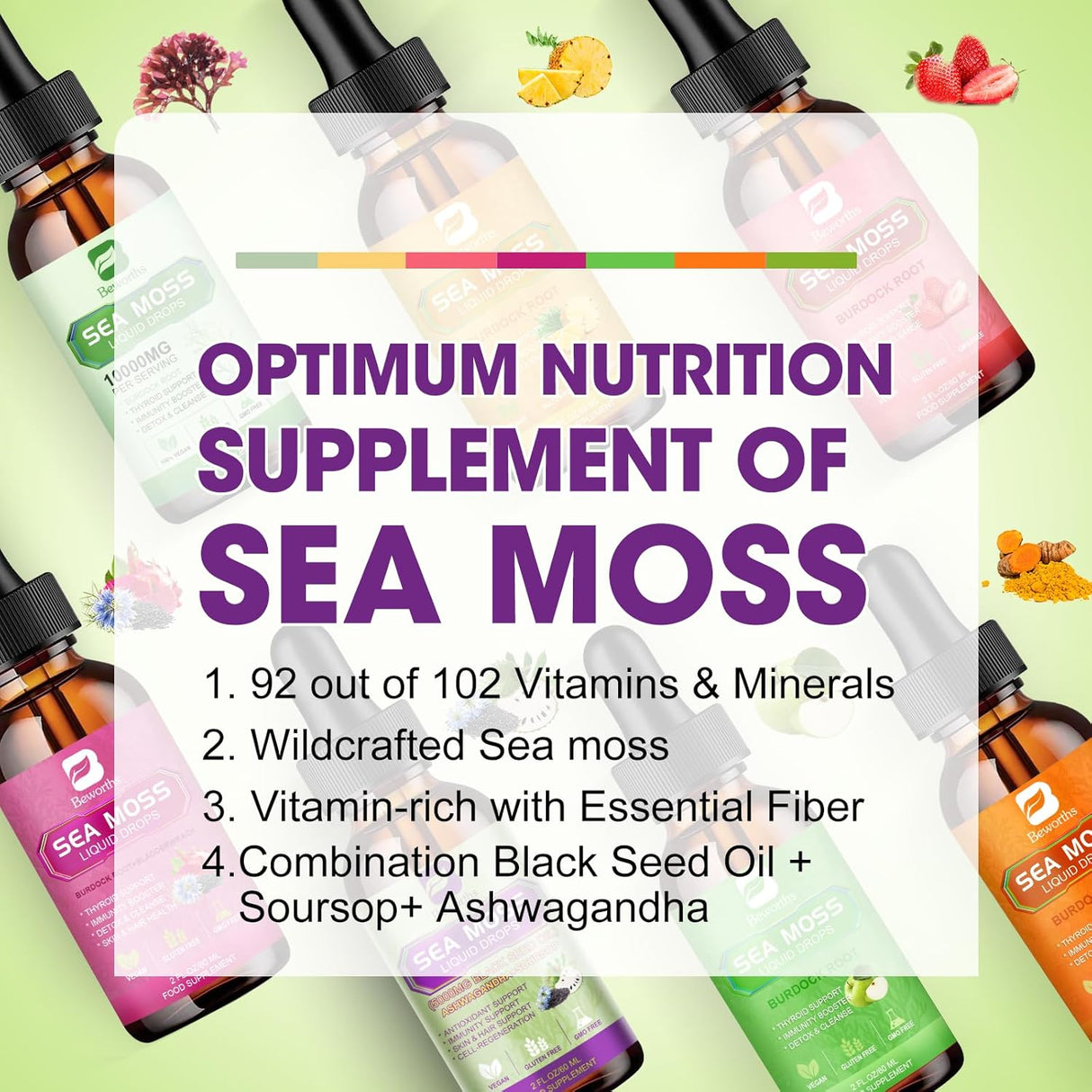 Sea Moss Líquido - Irish, Black Seed, Ashwagandha, Elderberry