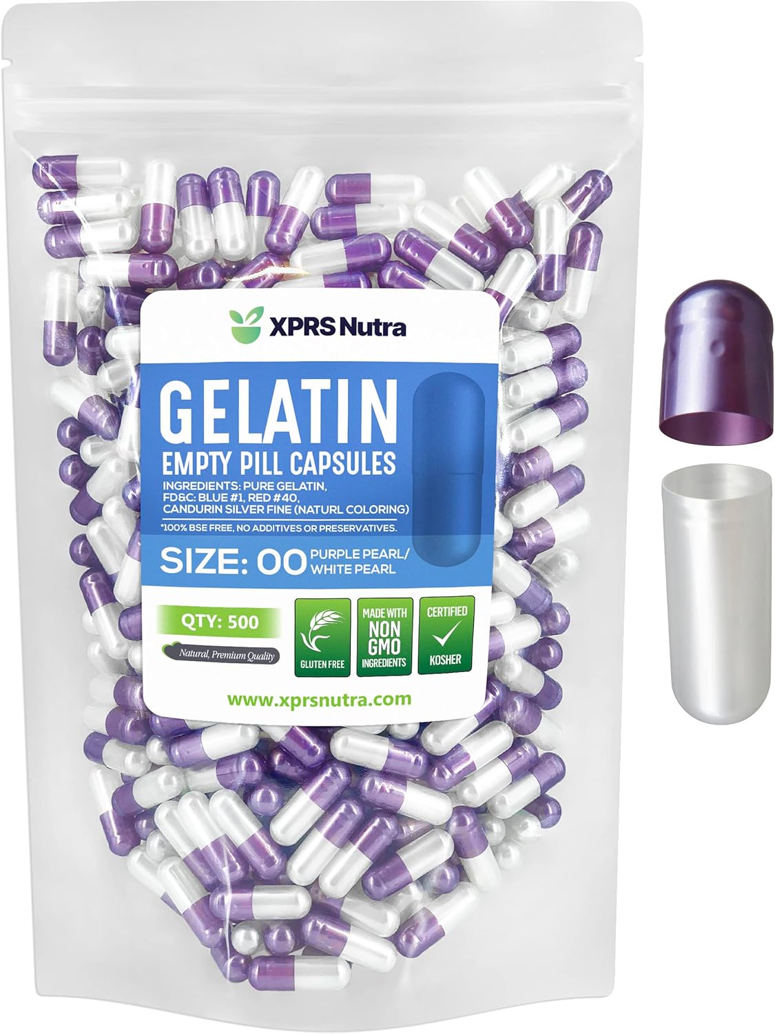 Cápsulas Vacías Talla 00 XPRS Nutra - 500 Gelatinas Llenables