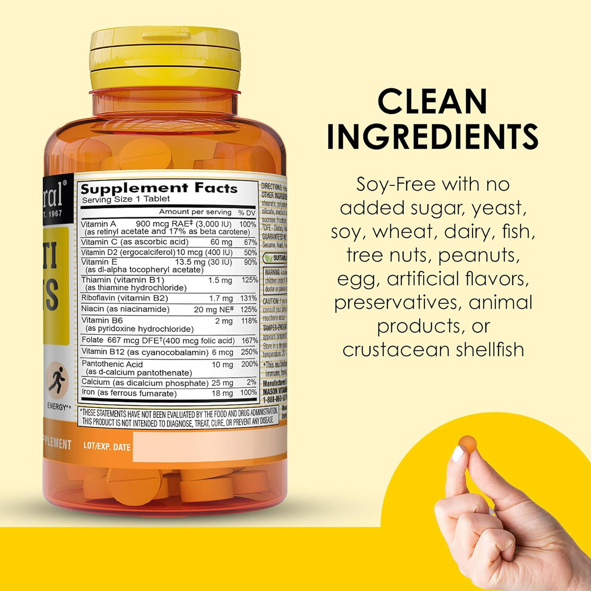Vitaminas MASON NATURAL Mini Multivitaminas con Hierro 100 Días