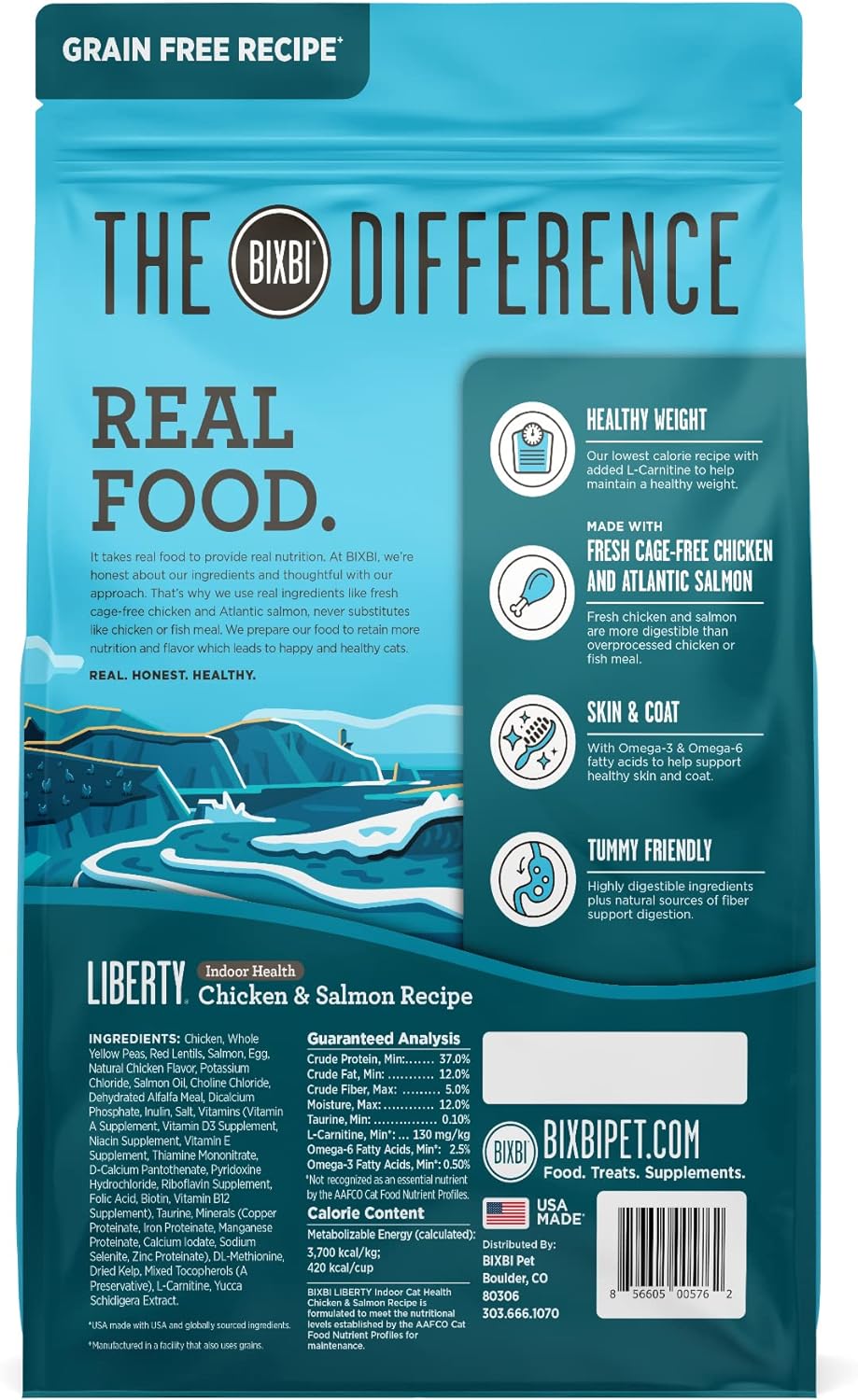 BIXBI Liberty Dry Food Receta de pollo y salmón para gatos de interior, 3 libras