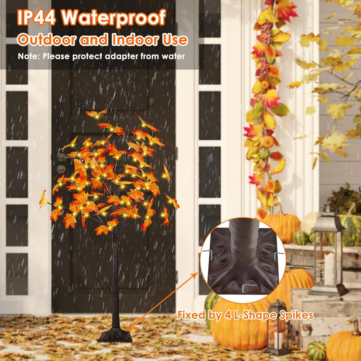 Árbol de Arce Artificial Iluminado 4FT, Decoraciones de Otoño