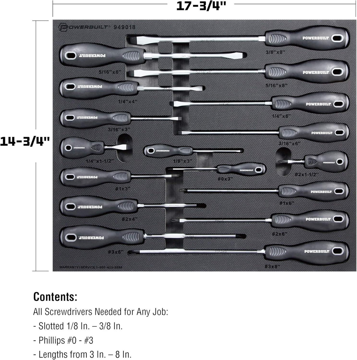 Kit de destornilladores Powerbuilt 17 piezas, mango doble inyección