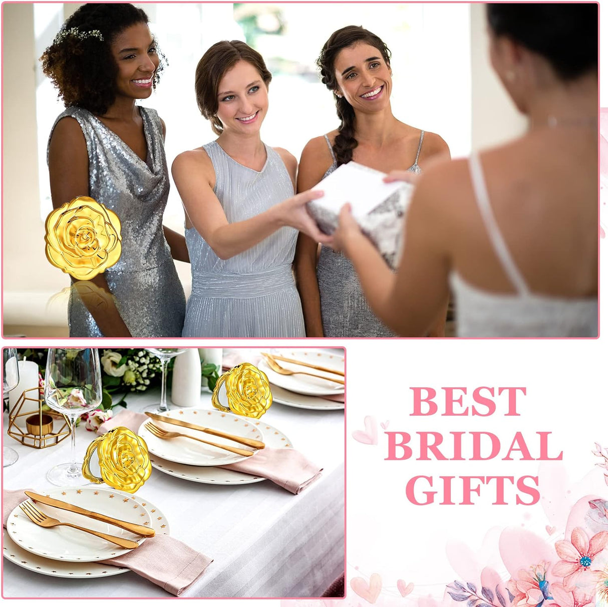 Espejos Compactos de Rosa para Recuerdos de Boda y Quinceañera