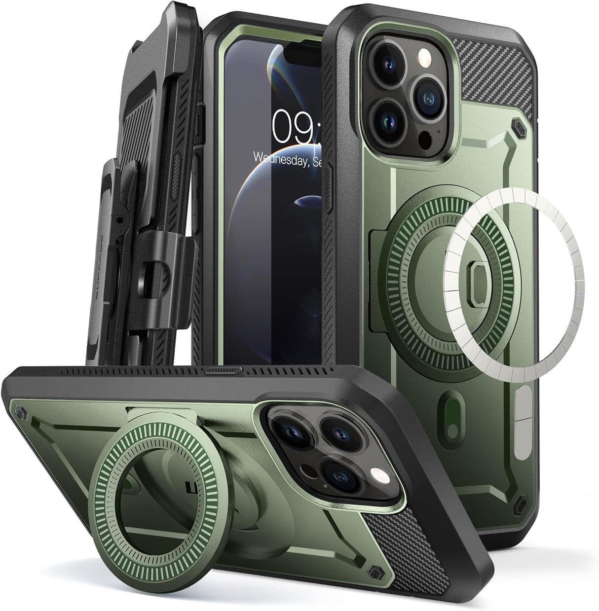 SUPCASE Unicorn Beetle Pro Mag - Funda para iPhone 13 Pro Max (versión 2021) de 6.7 pulgadas, compatible con MagSafe de cuerpo completo con protector de pantalla integrado y soporte (Guldan)