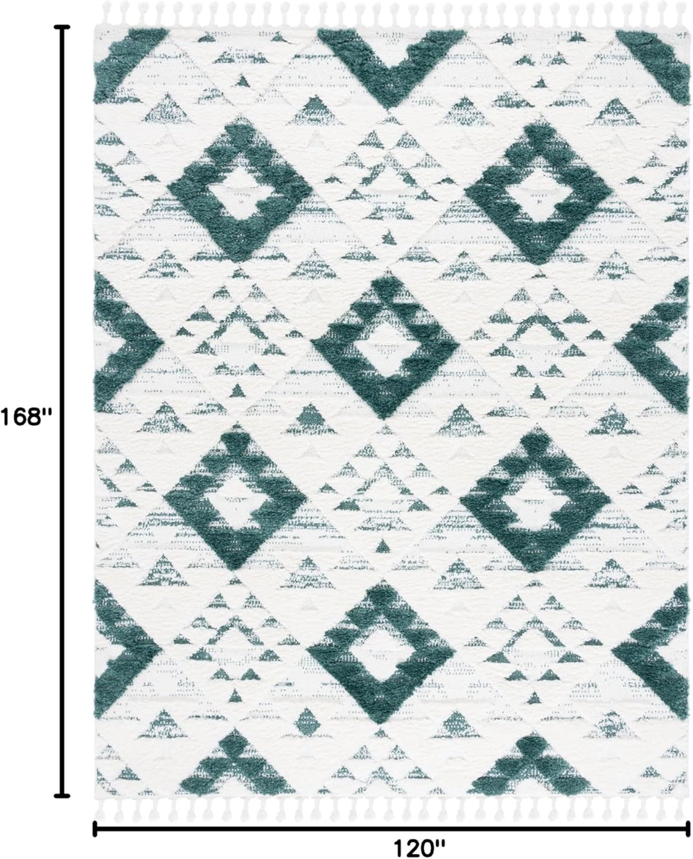 Alfombra de Shag Marroquí con Borlas - 2 pulgadas de grosor, MTS688Y-10