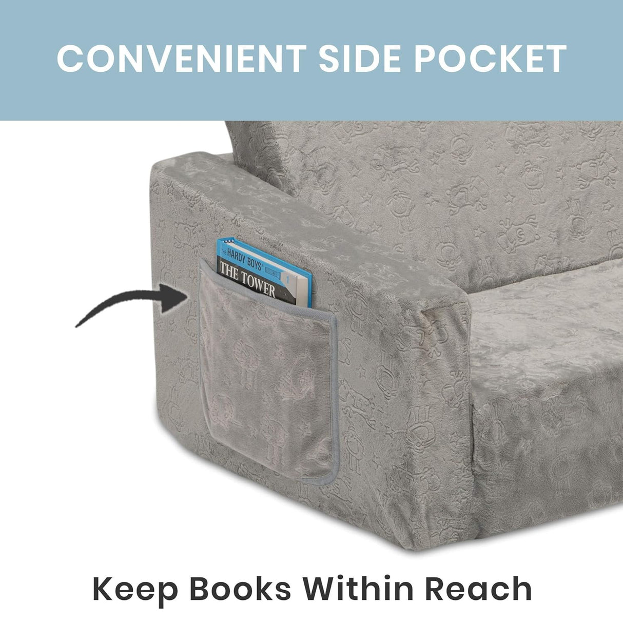 Silla convertible extra ancha 2 en 1 para niños, Gris