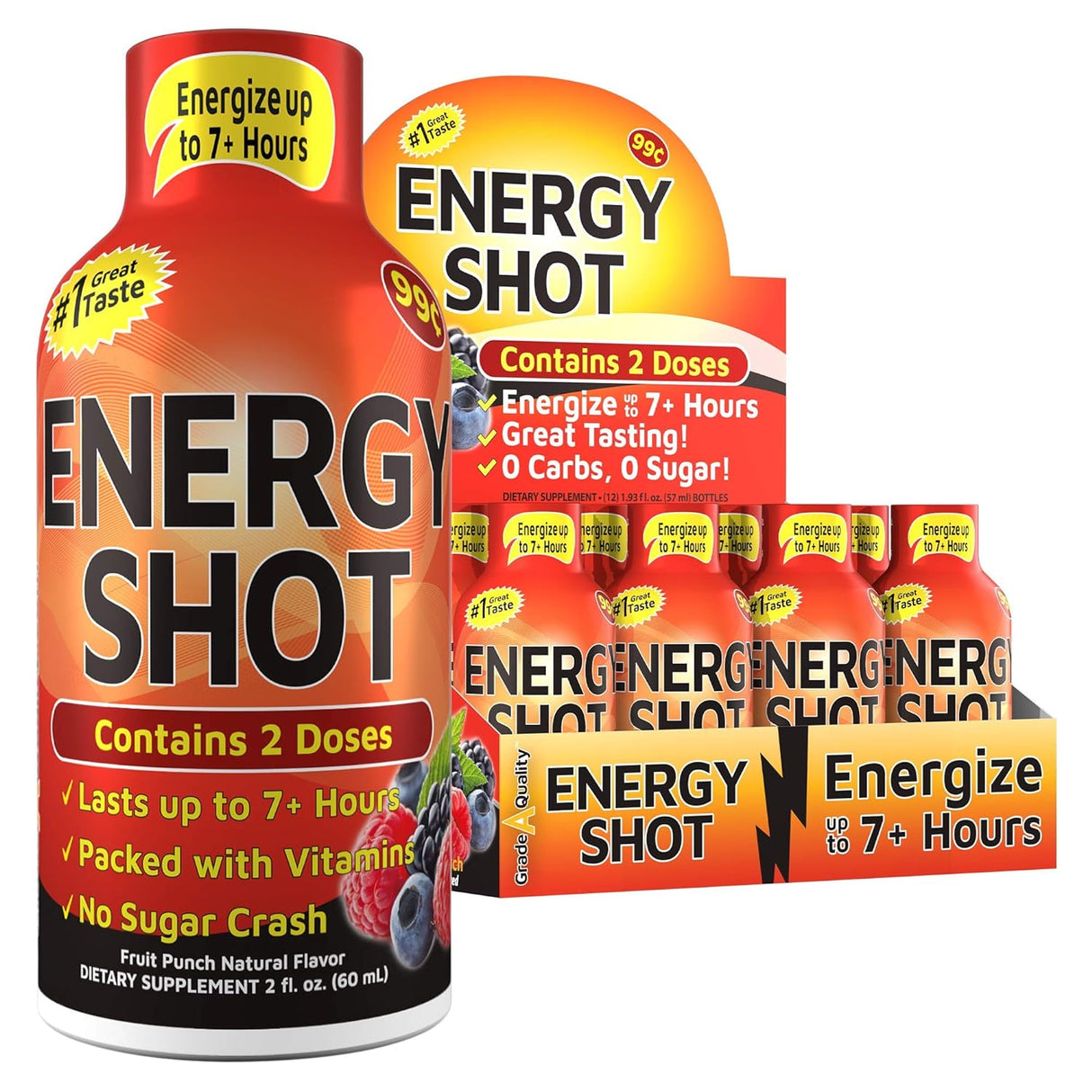 Vitamina Energy Shots, sabor a ponche de frutas pack 12