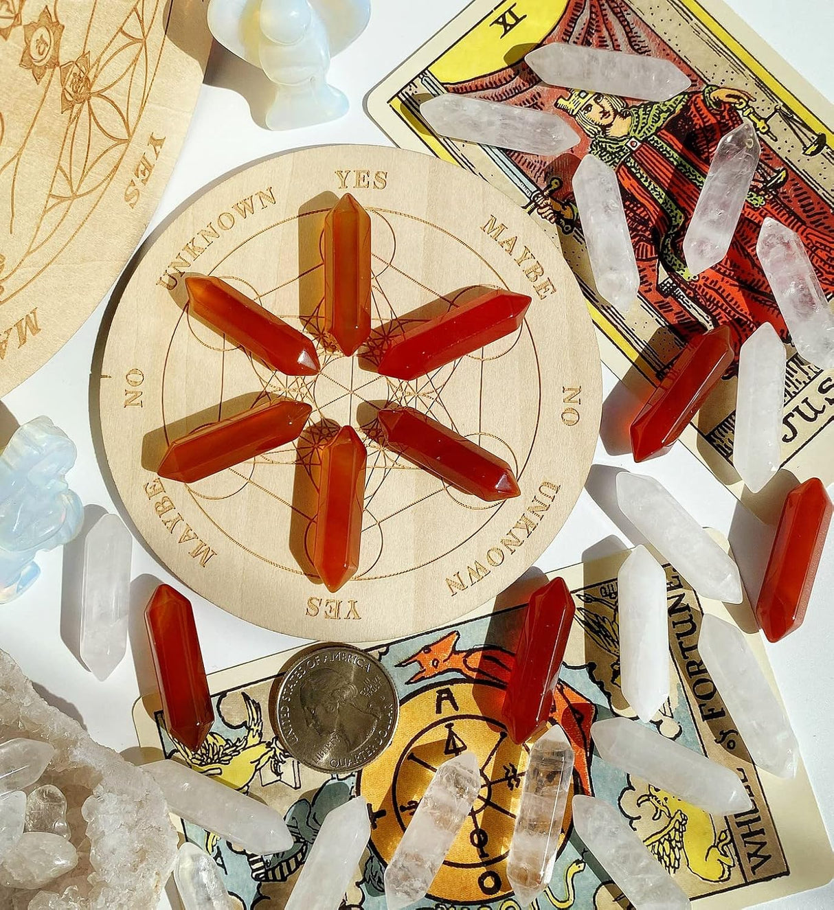 Varitas de Cristal de Cuarzo Cornalina para Meditación y Reiki