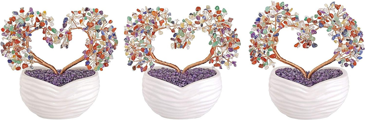 Árbol de dinero de corazón de cristal curativo de 7 chakras