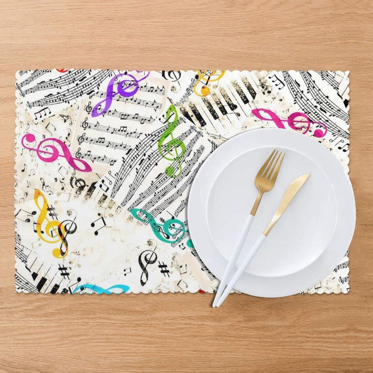 Manteles Individual Notas Musicales Antideslizantes 12x18 Pulgadas