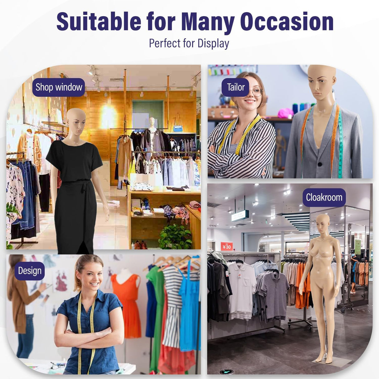 Maniquí completo ajustable, marca desconocida, 69 con base metal.