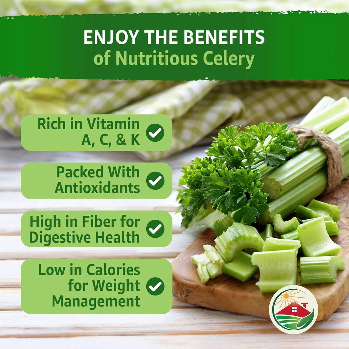 Semillas de Apio 52-70 de TKE Farms, No GMO, 2500+ semillas