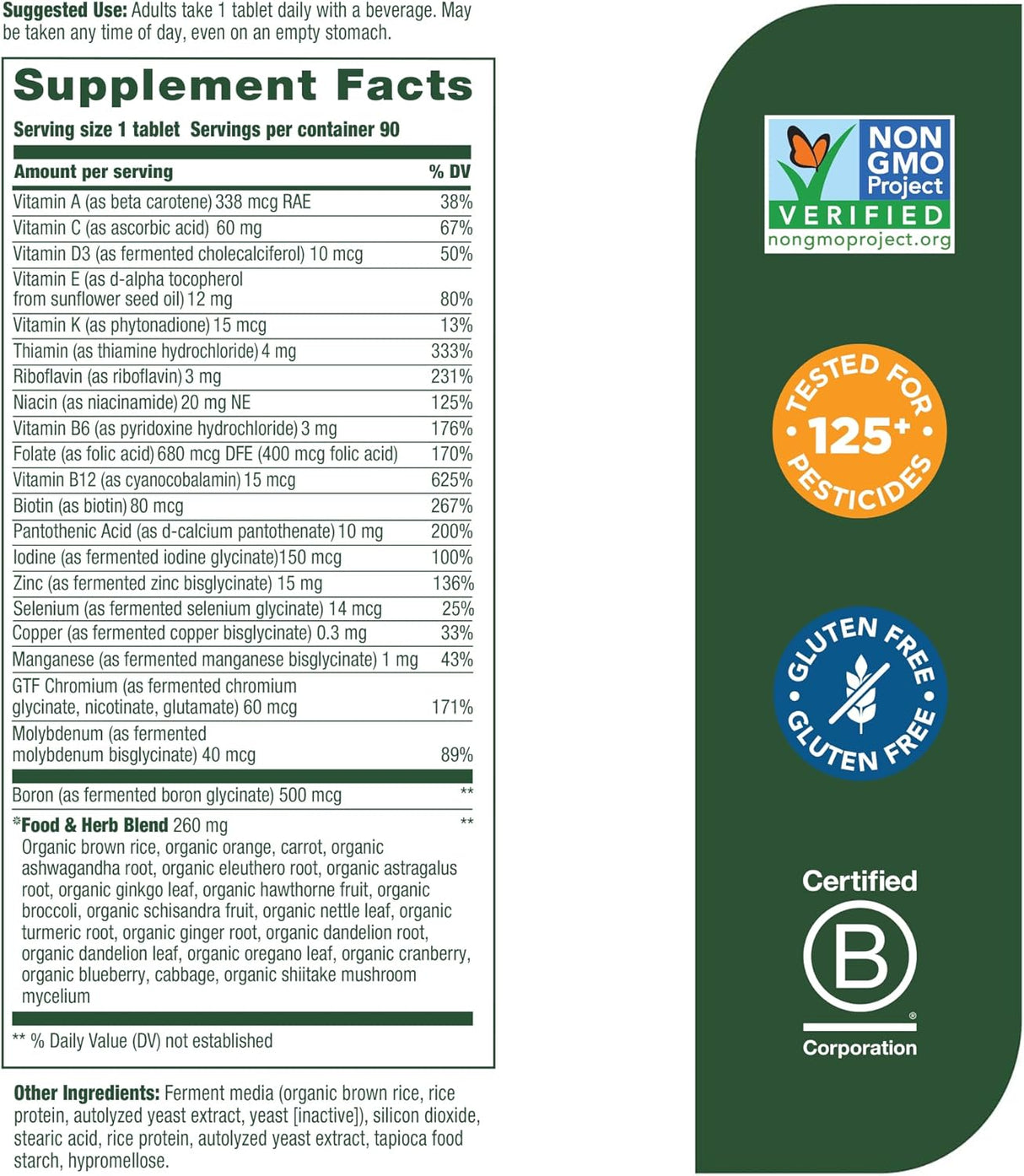 Suplementos multivitamínico y mineral para hombres 40+ One