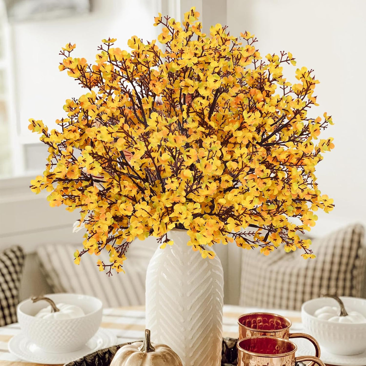 Flores Artificiales de Otoño Yastouay, 10 Pcs para Decoración