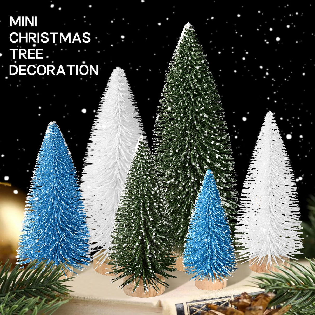 Árboles de Navidad Miniatura, Decoración Navideña, 6 Piezas