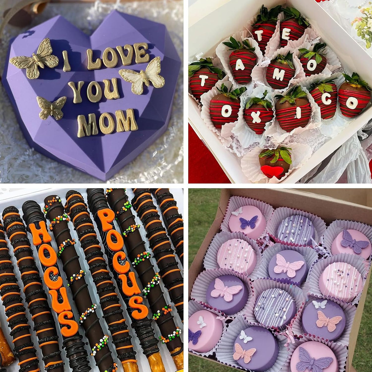 Moldes de silicona para chocolate con letras y números